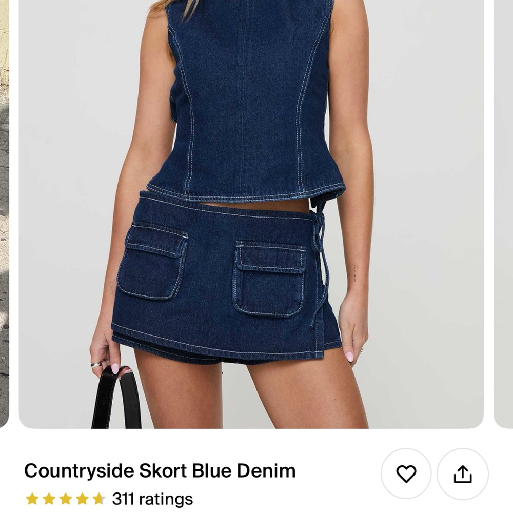 Princess Polly Dark Blue Denim Skort Set